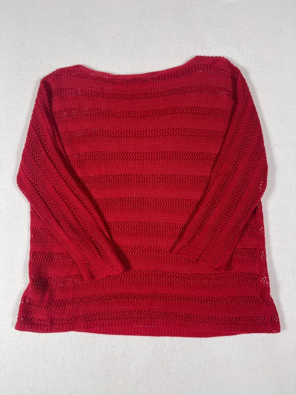 Lafayette 148 Linen Blouse Women's Large Red Open Knit - Picture 6 of 6
